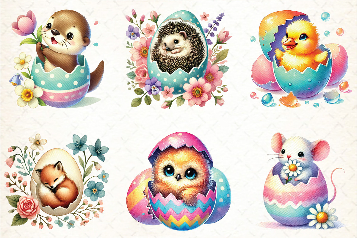 Easter Eggshell Animals Sublimation, an Illustration by DreamCafeArt (Photo 3 of 5)