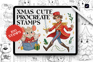 Xmas Cute Procreate Stamps, a Shape Add-On by Spasibenko Art
