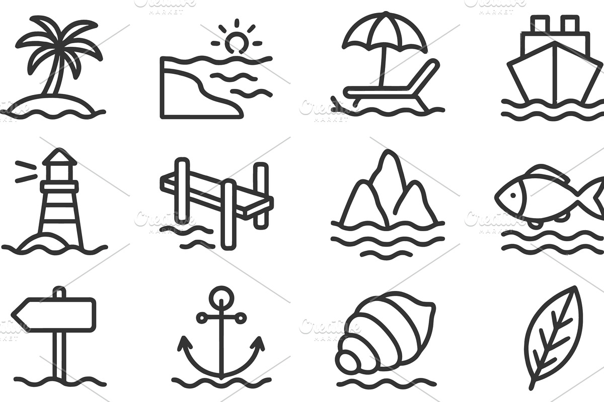Collection of vector line icons, an Animal Illustration by ZinetroN