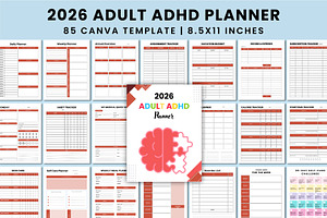 2026 Adult ADHD Planner For Canva, a Stationery Template by Shumaya