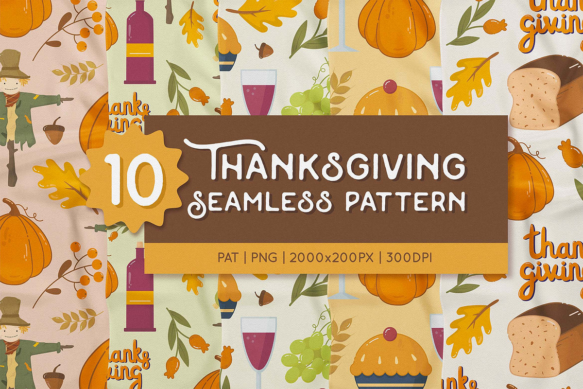 Thanksgiving Seamless Patterns, a Pattern Graphic by Telllu & Friends (Photo 1 of 3)