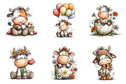 whimsical easter cow clipart, an Illustration by CreationArt (Thumbnail 5 of 6)