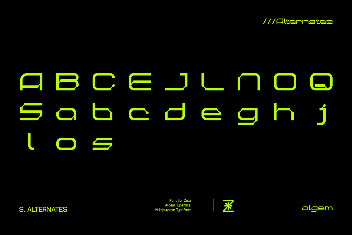 Algem - Futuristic Display Font, a Symbol Font by Font For Zula™ (Photo 12 of 19)