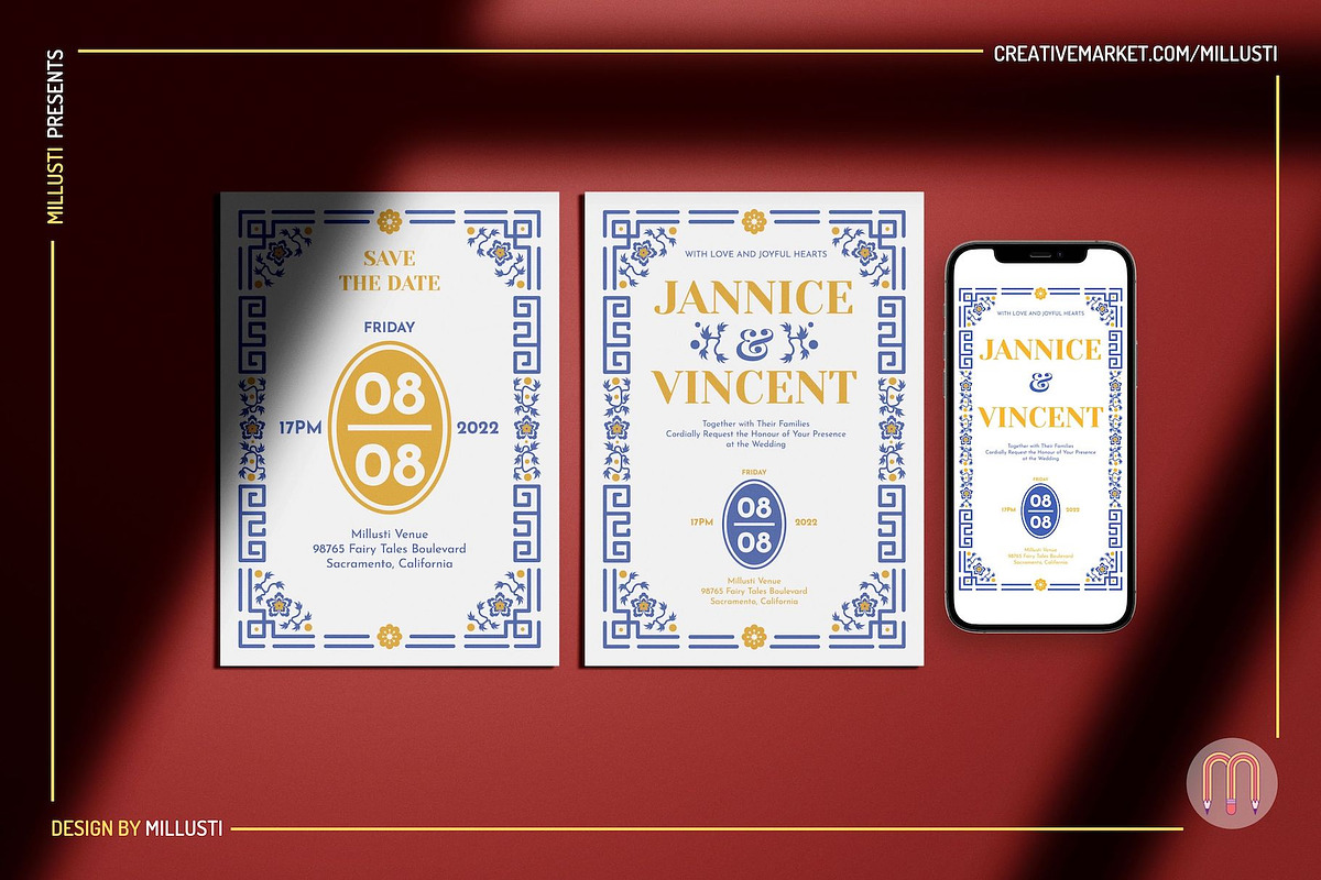 Chinoiserie Wedding Invitation Suite, an Invitation Template by Millusti (Photo 2 of 5)