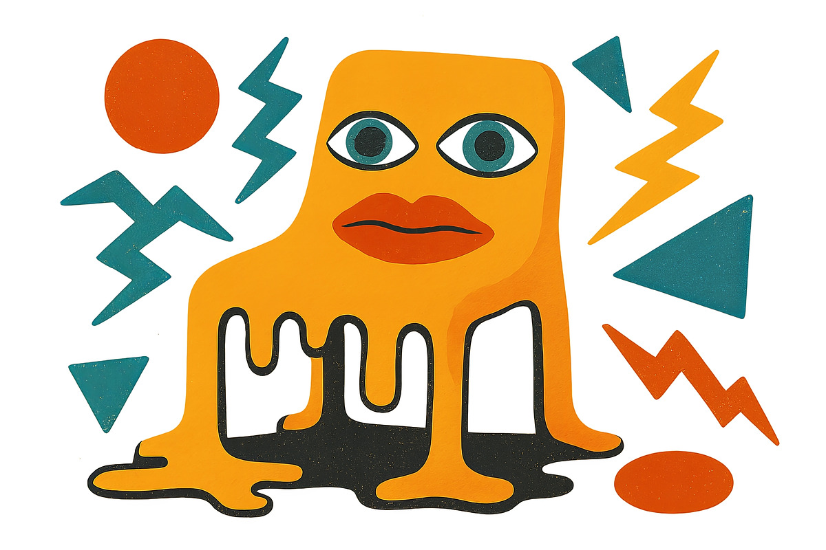 Surreal animated shape with bold col, an Illustration by Dvoevnore photos