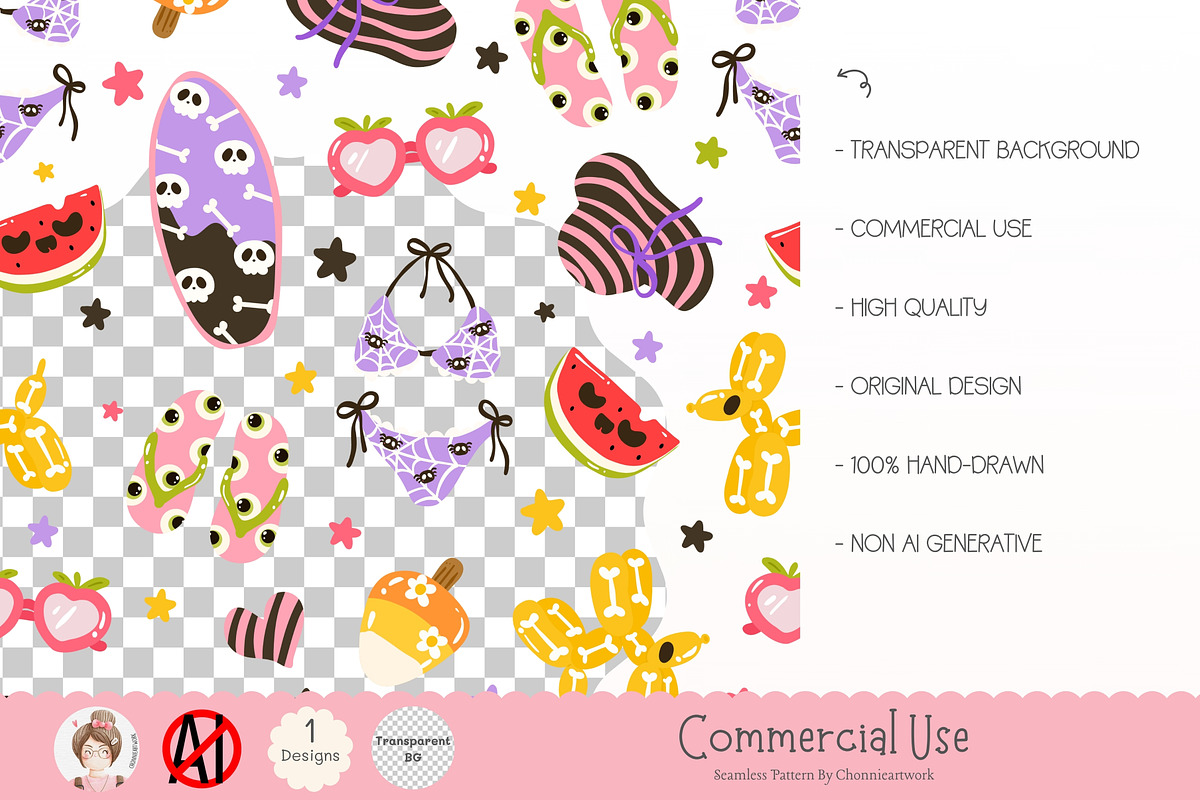 Summerween Seamless Pattern, a Pattern Graphic by Chonnieartwork (Photo 2 of 5)