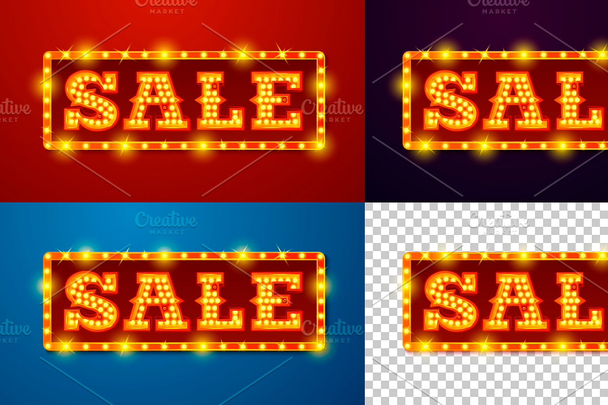 Vector Retro style light letters, a Decorative Illustration by Tashal (Photo 11 of 15)