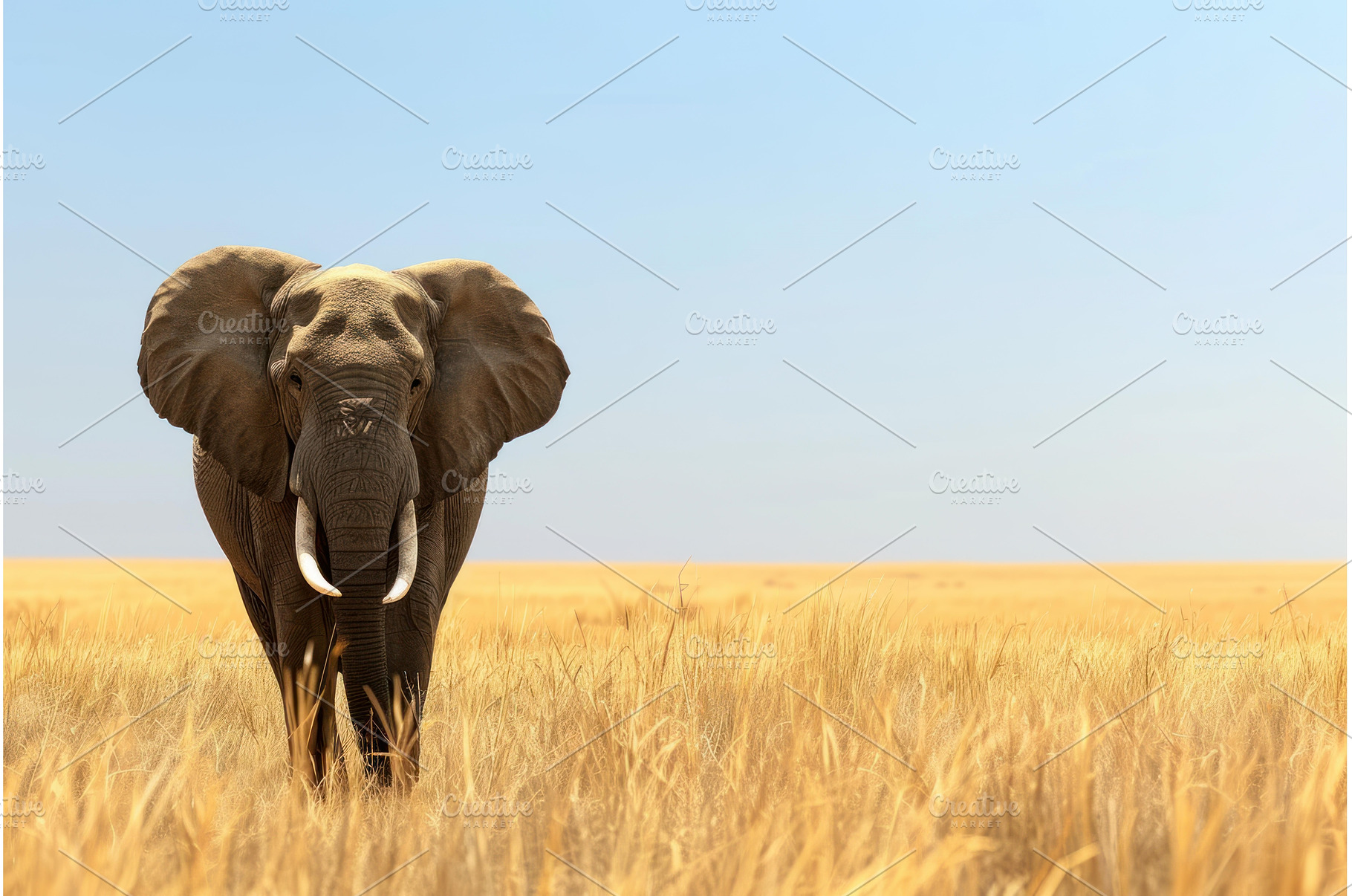 Majestic elephant walking in golden, an Animal Photo by Ylivdesign