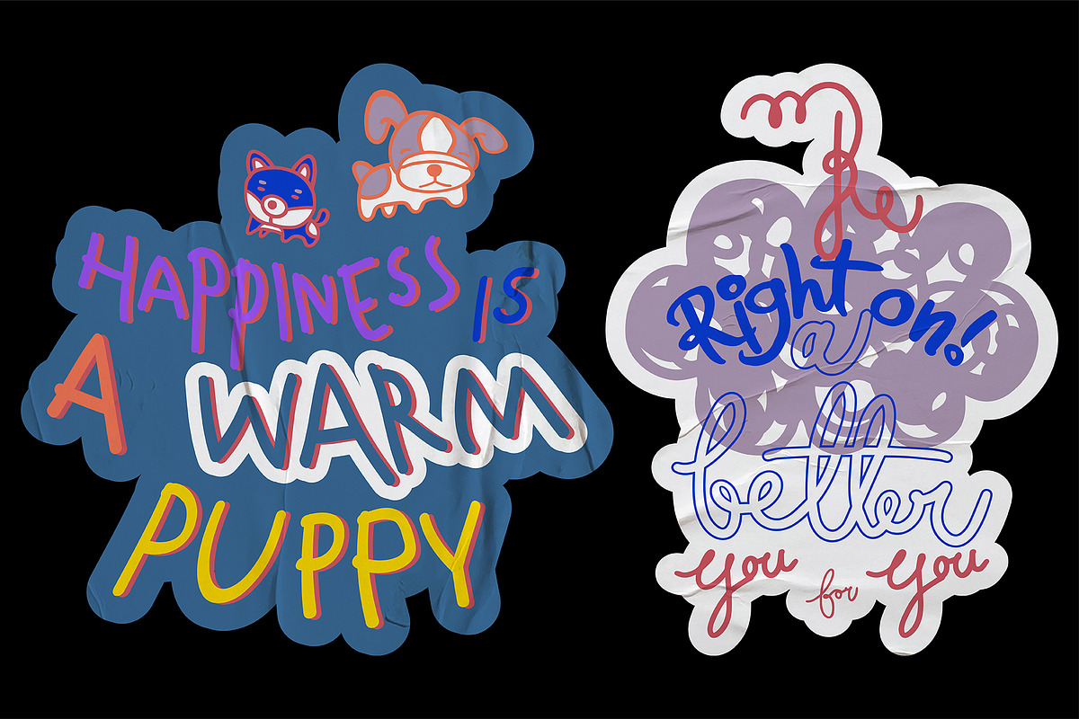 Hand Lettering Quote Sticker Pack, a Graphic by 159room.studio