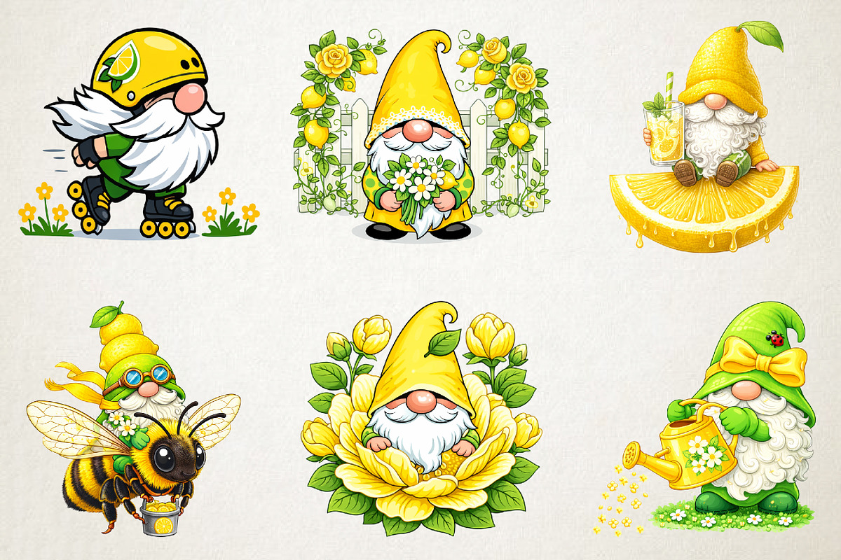 Lemon Gnome Sublimation Clipart, an Illustration by RobertsArt (Photo 2 of 5)