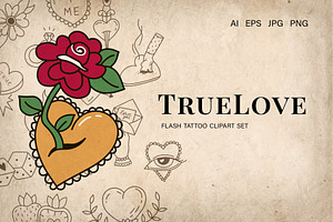 True Love Flash Tattoo Clipart