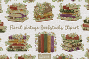 Vintage Floral Bookstacks Watercolor, a Decorative Illustration by creationsbyapuruh (Thumbnail 1 of 8)