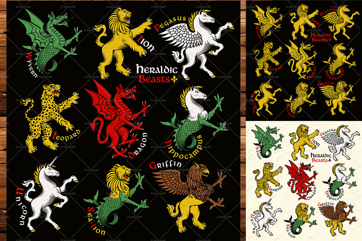 Heraldic Beasts, an Animal Illustration by Moloko88
