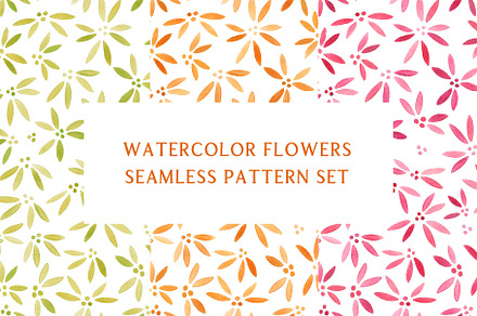 Watercolor Flowers Pattern Set