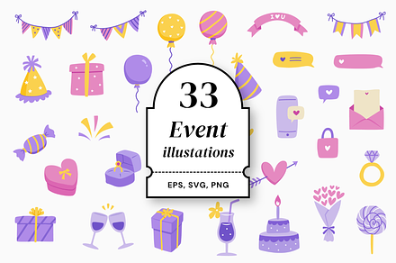 33 doodle icons | Party & Event