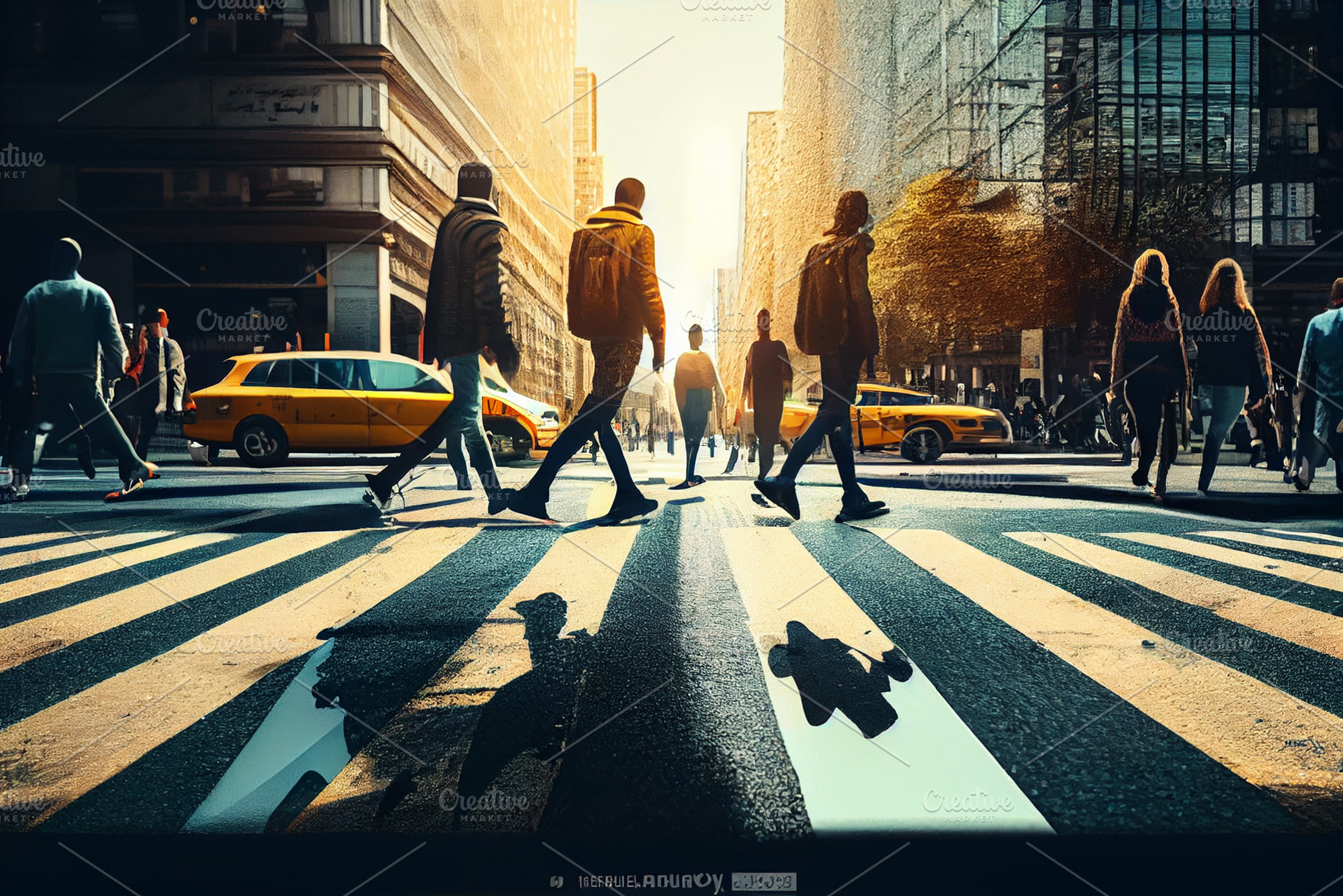 pedestrians people  cross city street at busy road urban scene, a Person Photo by New York Art Store