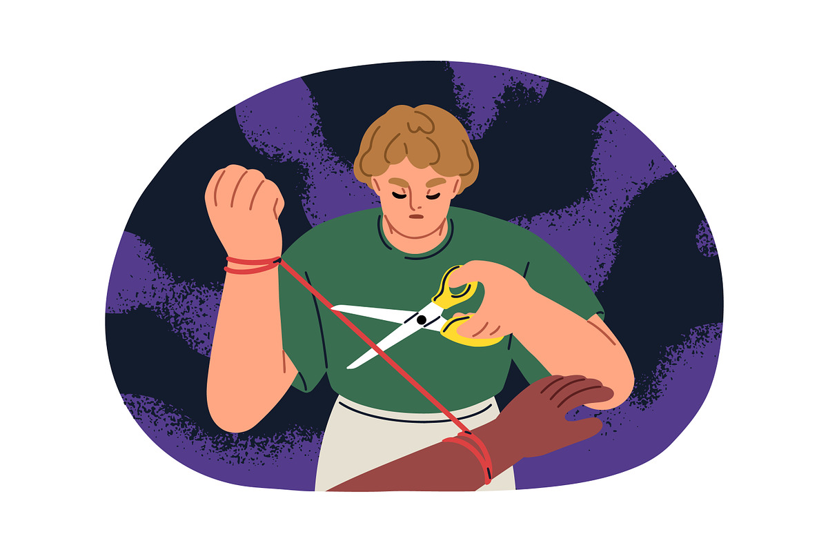People cut ties, psychology concept, a Person Illustration by Good Studio (Photo 4 of 6)