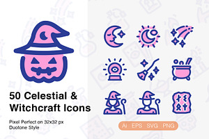 Celestial and Witchcraft Duotone, an Outline Icon by Ayub_Irawan