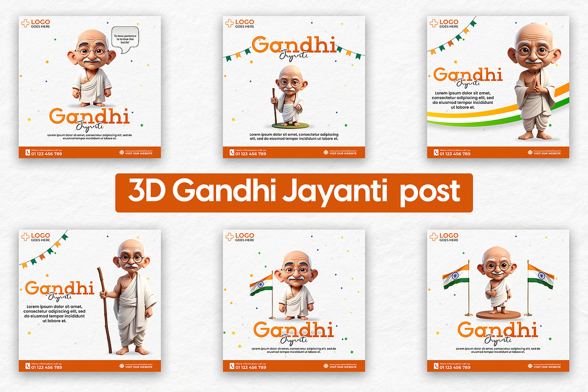 Gandhi Jayanti Post 3d, a Social Media Template by AyyazMomin (Photo 1 of 7)