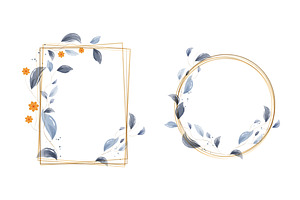 Watercolor frames with delicate gold, an Illustration by okskukuruza