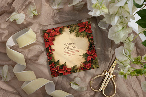 Poinsettia - Christmas Card, a Card Template by CinderHeart Designs