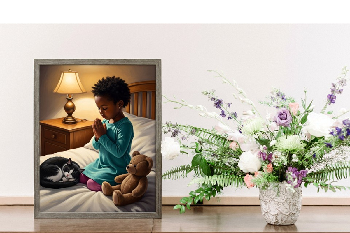 Girls praying at bedtime, a Person Illustration by Kat's Artful Creations (Photo 4 of 11)