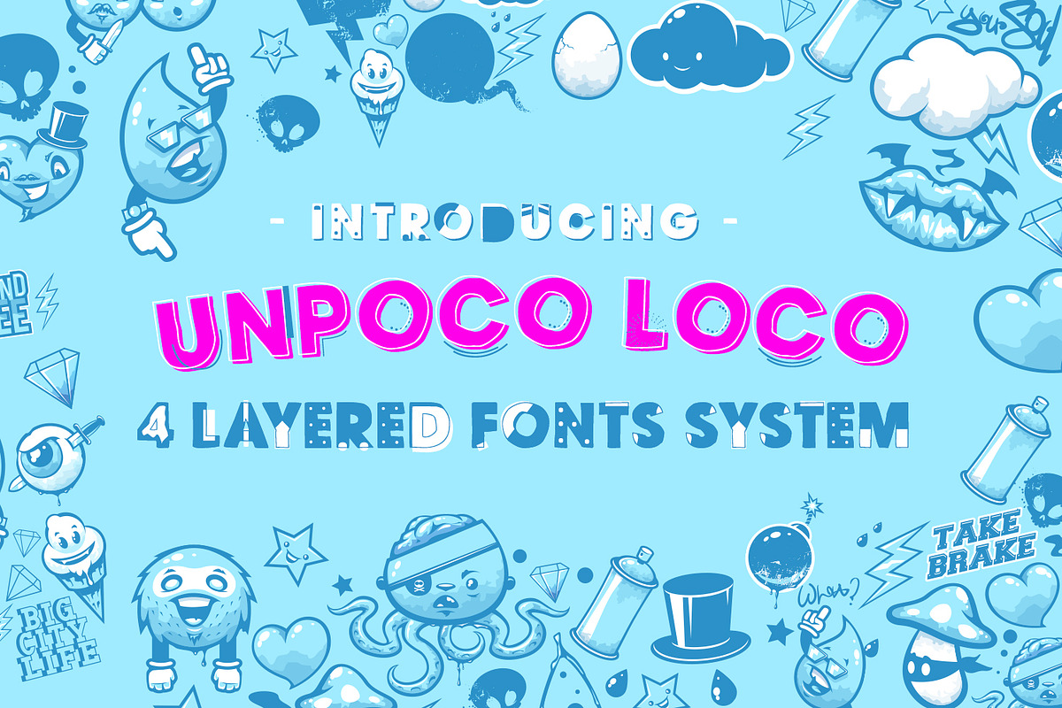 Unpoco Loco™ - 4 Layered Fonts