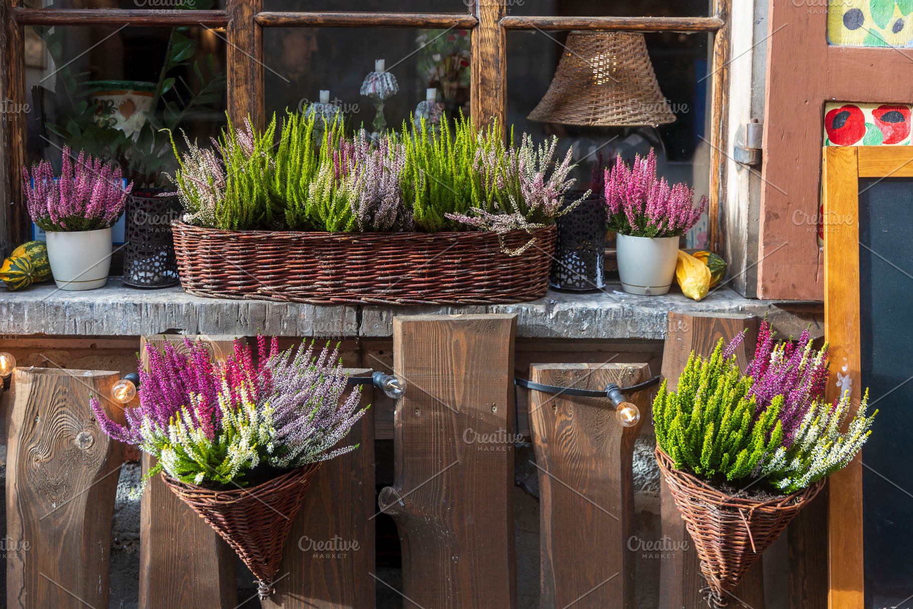 Rustic Autumn Cafe Window Decoration, a Nature Photo by Imaginarium