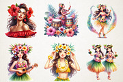 Hawaiian Hula Girls Clipart, an Illustration by RobertsArt (Thumbnail 5 of 5)