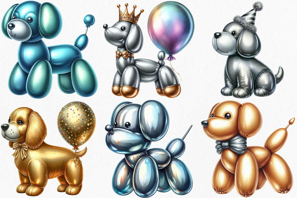 Watercolor Balloon Dog Clipart, an Illustration by Canvas Craft (Photo 4 of 8)
