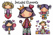 Whimsical Valentine Fairy Girl Clipa, an Illustration by cherrydesign (Thumbnail 2 of 4)