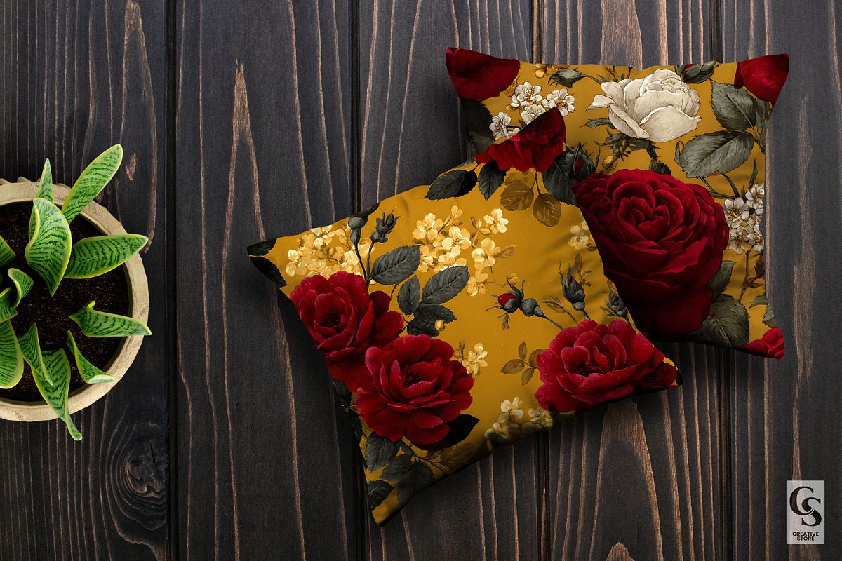 Red and Gold Roses Digital Paper, a Pattern Graphic by Creative Store (Photo 5 of 5)
