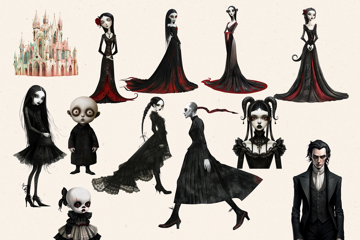 GOTHIC BEAUTIES CHARACTERS CLIPART, a Person Illustration by Daring Digies (Photo 4 of 10)