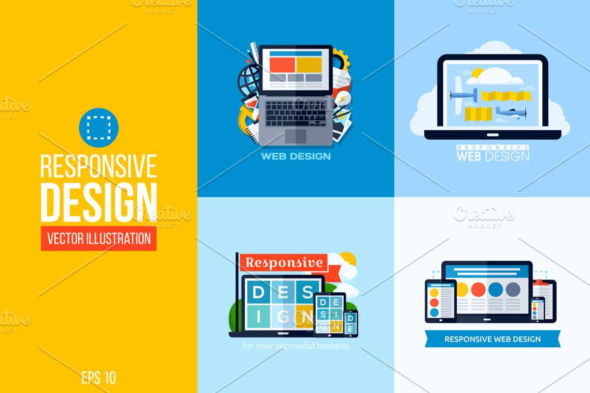 Responsive web design illustrations, a Technology Illustration by elena_andreeva