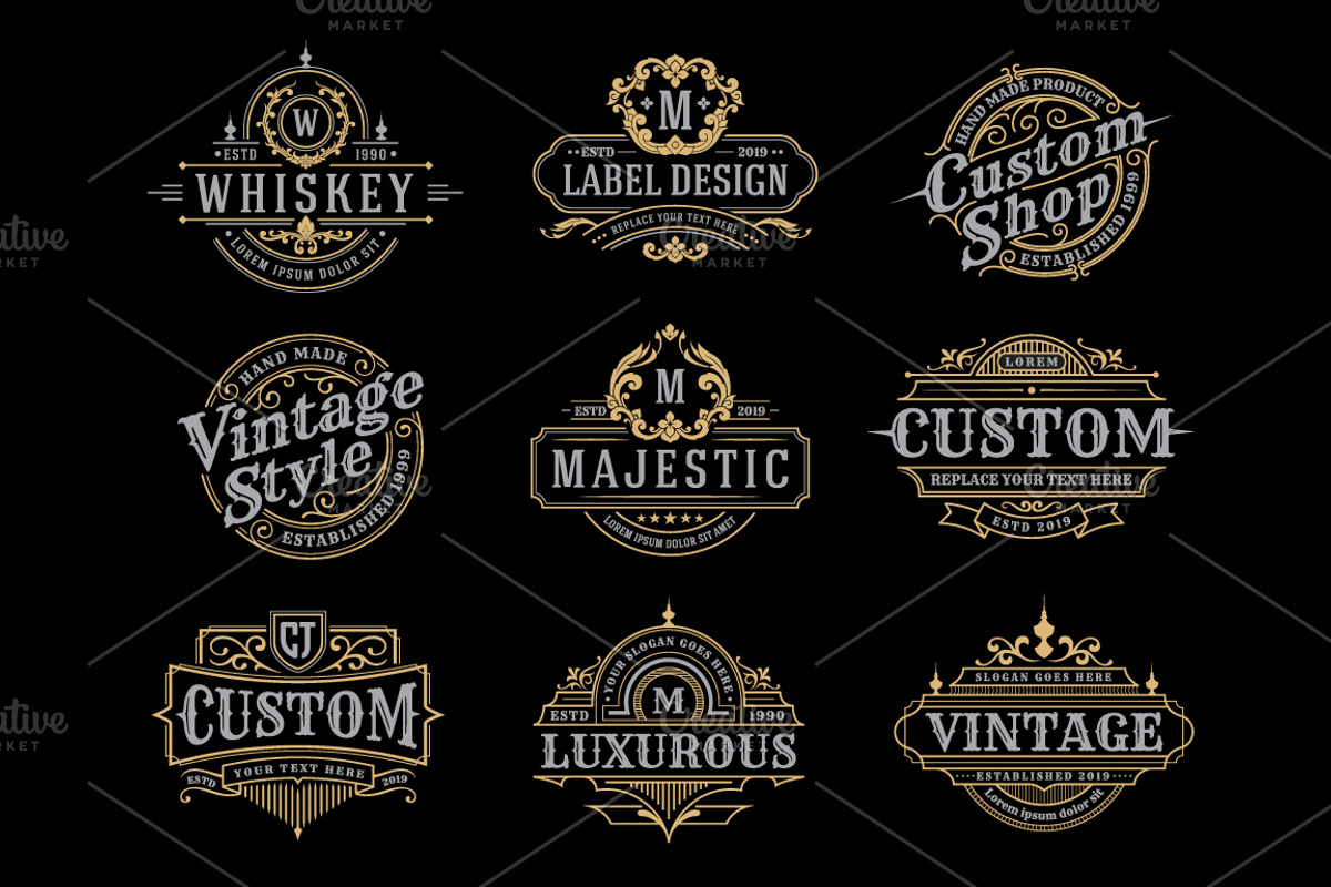 Retro Vintage Frame Logo Template, a Decorative Illustration by Raftel (Photo 2 of 2)