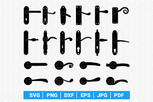 SVG Doorknobs, Black Silhouettes, an Object Graphic by DesignStudioRM