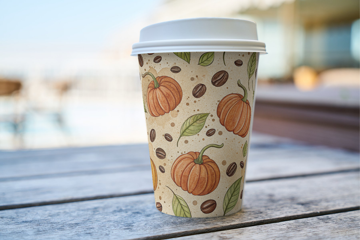 Vintage Pumpkin Coffee Digital Paper, a Pattern Graphic by FloridPrintables (Photo 5 of 11)