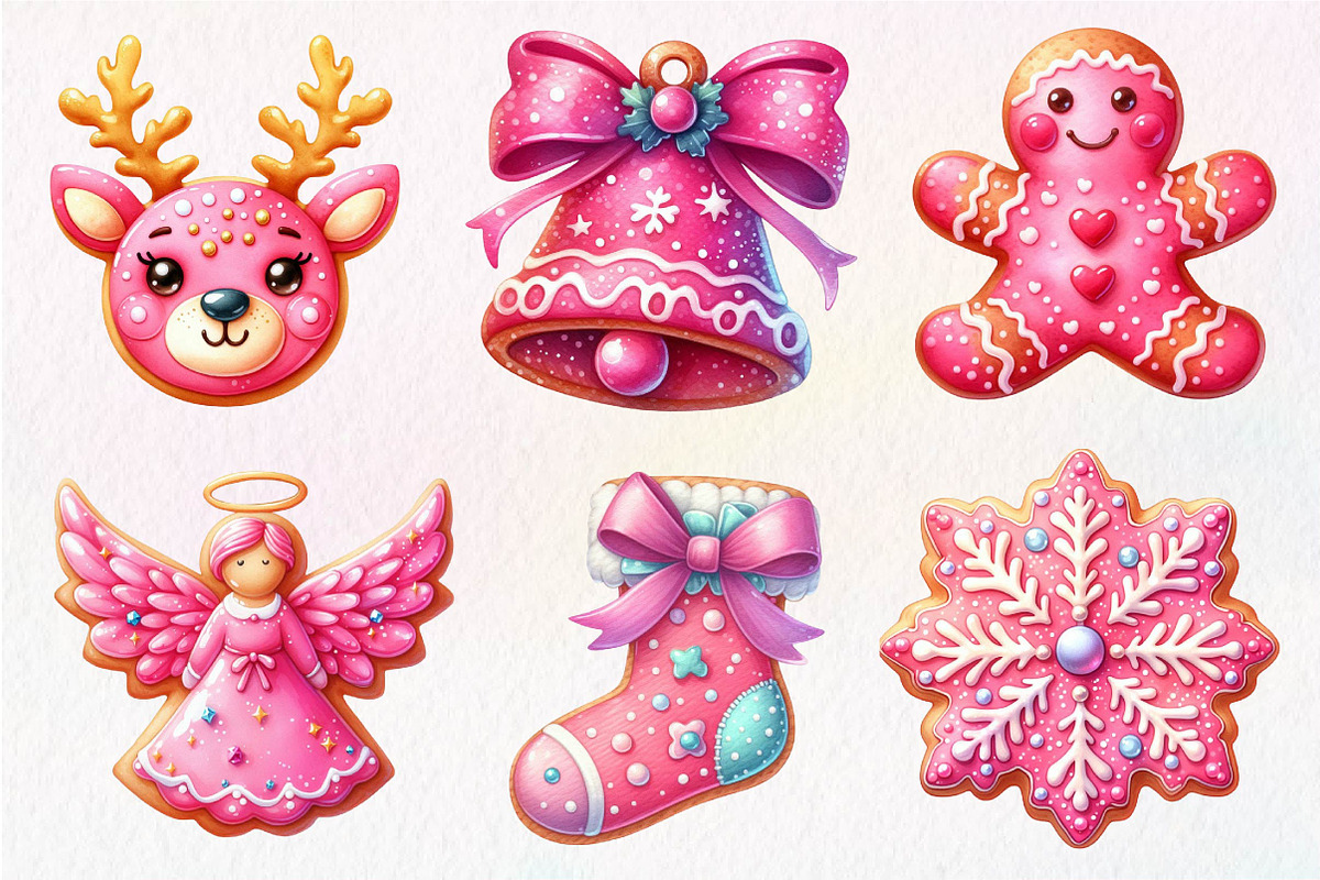 Pink Christmas Cookie Clipart, an Illustration by Dream Creation (Photo 4 of 8)
