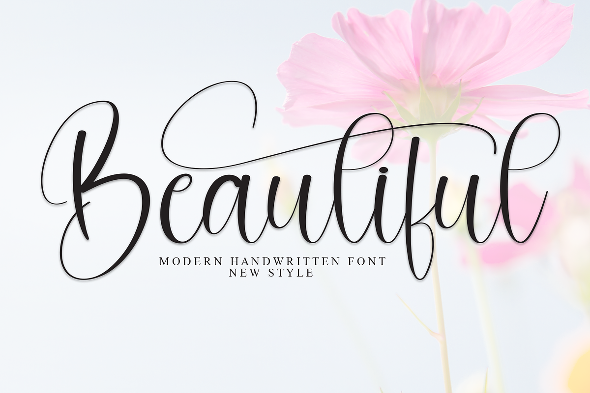Beautiful | Script Font, a Handwritten Font by Scratchones (Photo 1 of 9)