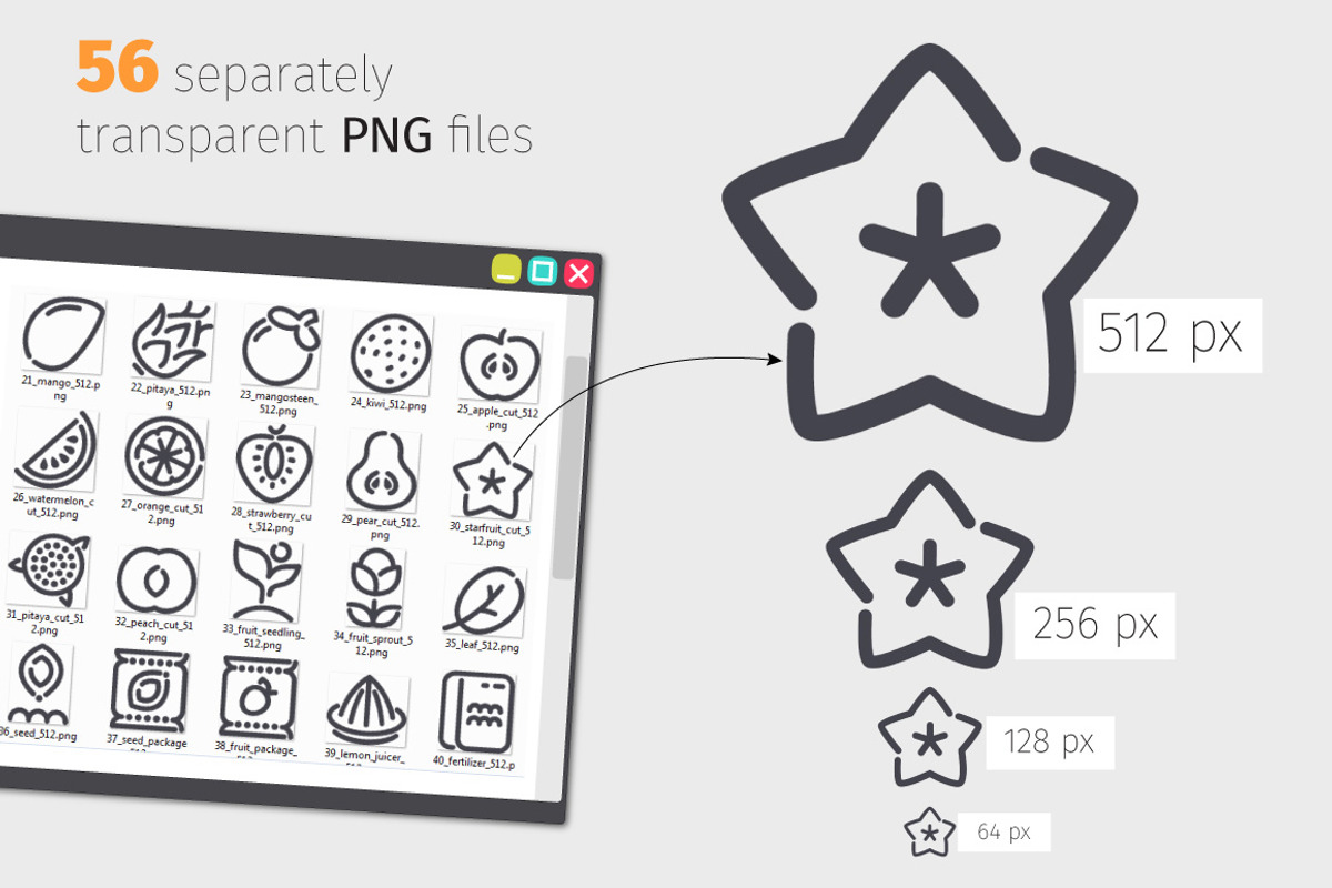 Fruit Line Icons Set, an Outline Icon by Voysla's Shop (Photo 3 of 4)