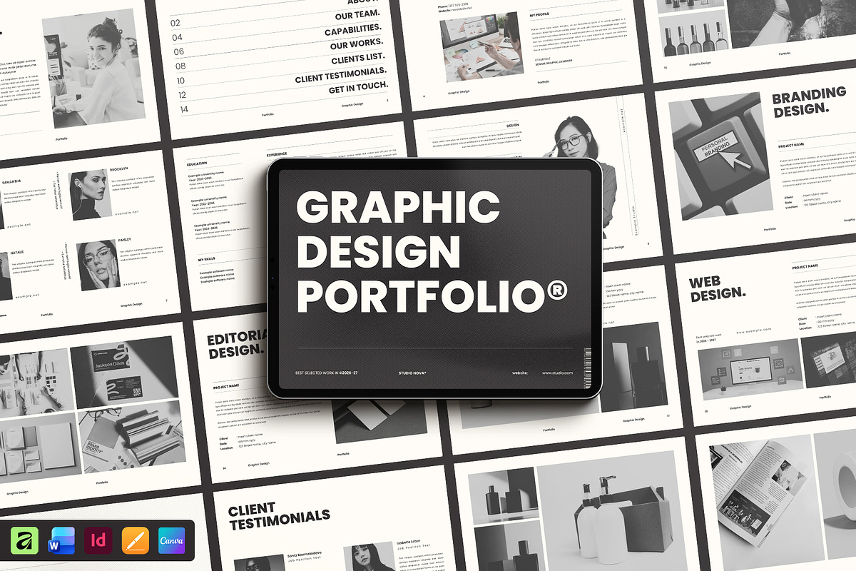 Graphic Design Portfolio Template, a Brochure Template by Studio Monova (Photo 1 of 12)