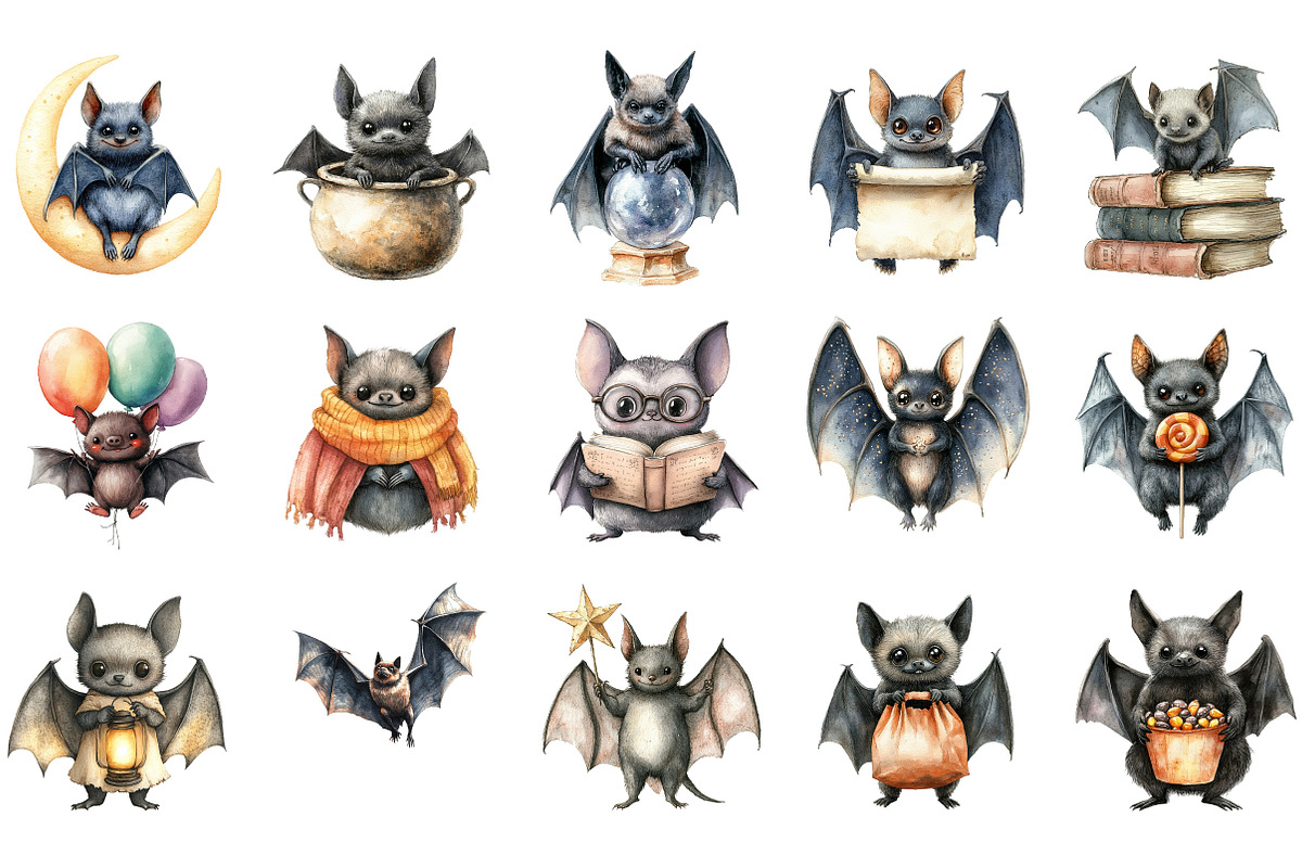 Quirky Bats Png Clipart, an Illustration by Designking (Photo 3 of 5)
