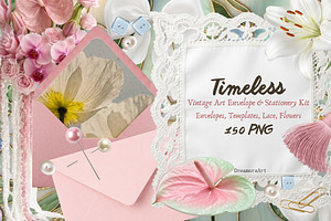 Vintage Art Envelopes, Lace & Floral, an Object Graphic by DreamoraArt