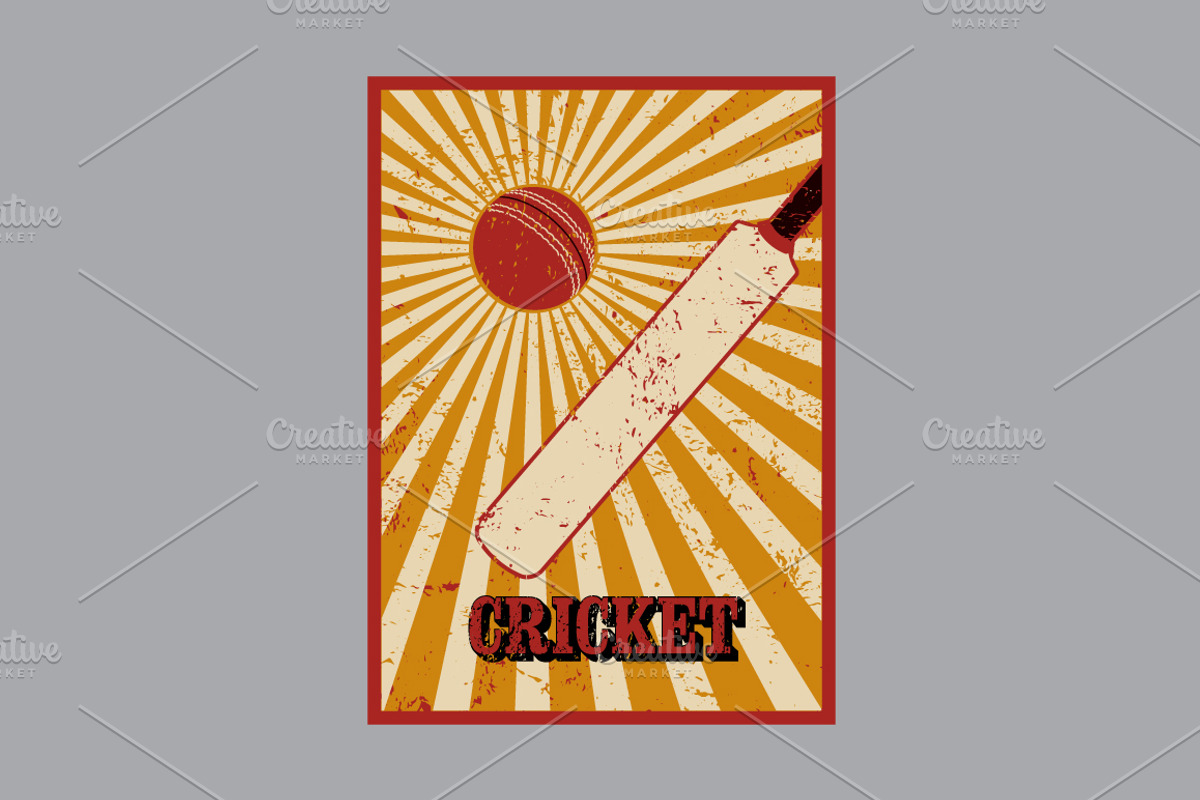 Cricket vintage vector poster set., a Sport Illustration by PoPaShop (Photo 3 of 9)
