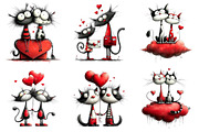 Valentine Romantic Cat Couple, an Illustration by Craft Nest (Thumbnail 5 of 9)