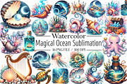 Magical Ocean Sublimation Clipart, an Illustration by Libby Wishes (Thumbnail 1 of 7)