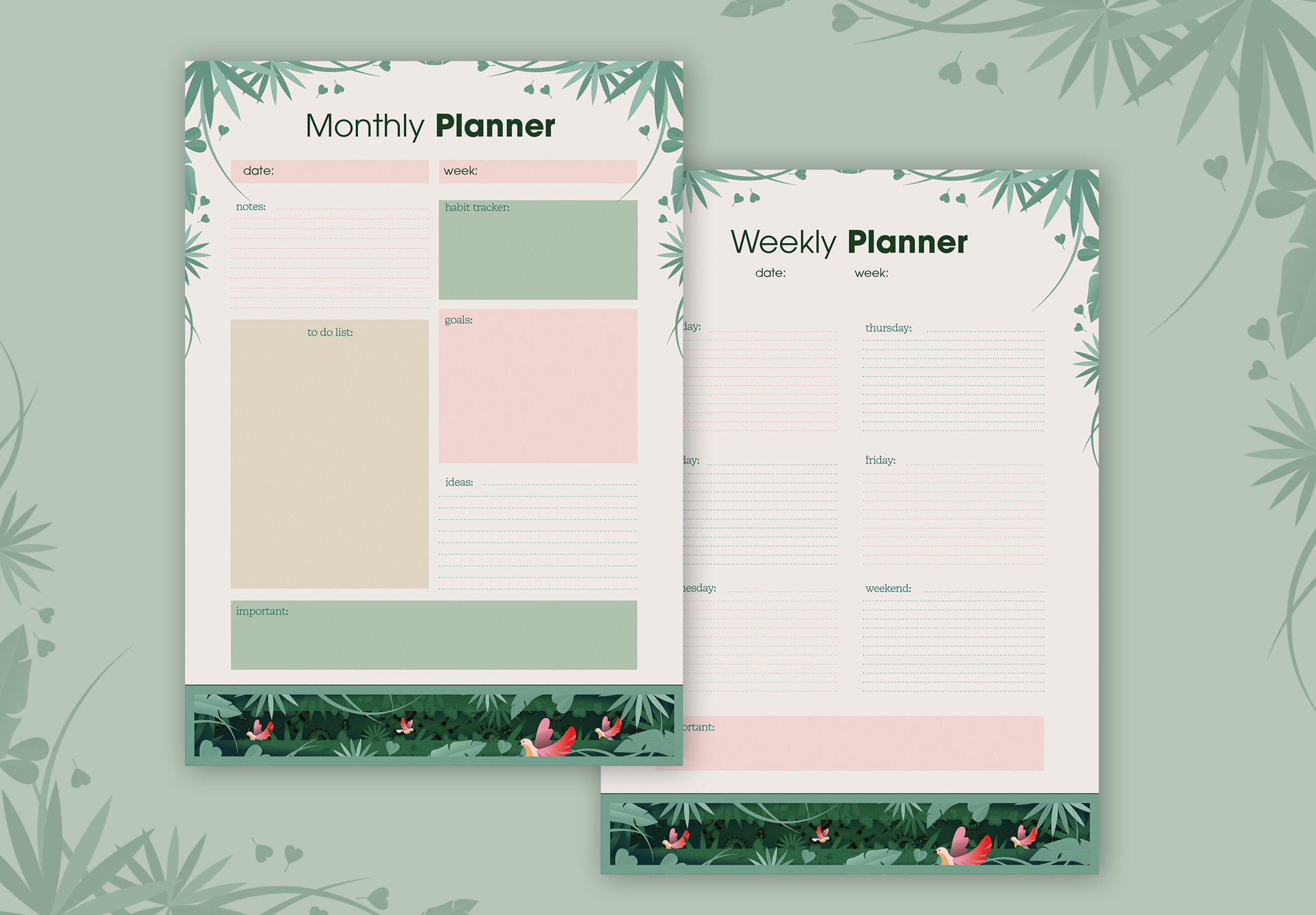 Planner with Tropical Accents, a Templates & Theme by wavebreak