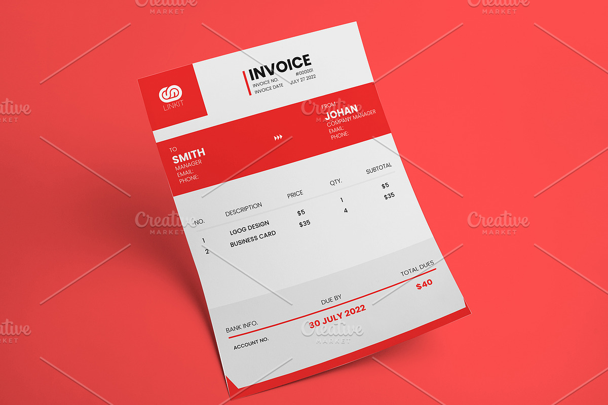 Minimal A4 Invoice Design, a Stationery Template by ExpertDesigner411 (Photo 2 of 6)