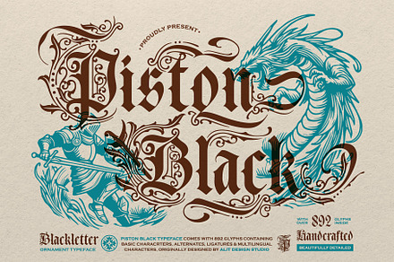 Piston Black Typeface, a Blackletter Font by alit design