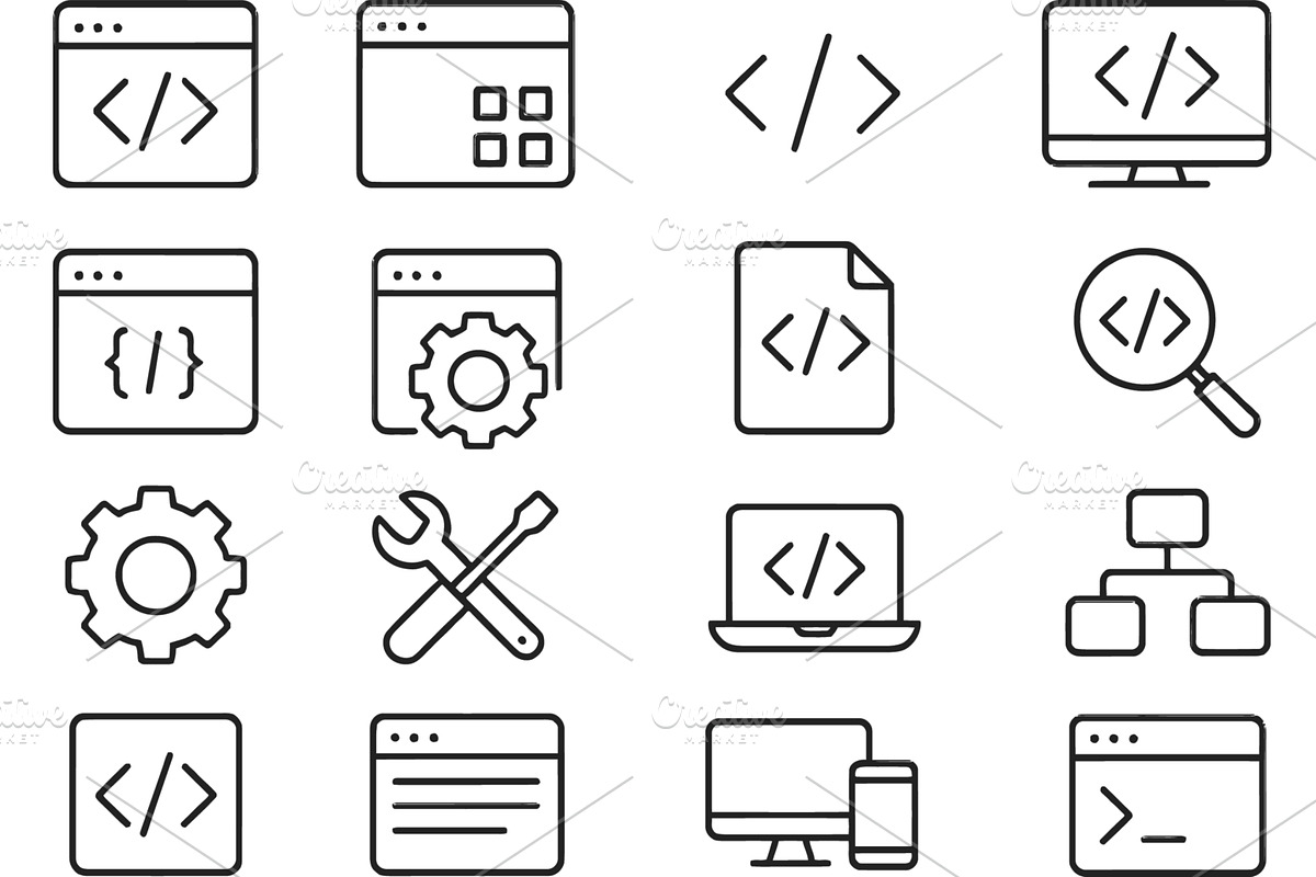 Vector illustration of line icons, a Technology Illustration by ZinetroN